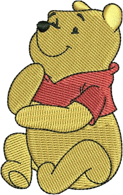 Motif de broderie Winnie the Pooh de Disney assis paisiblement brodé sur tissu