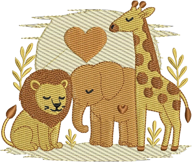 Cute Safari Embroidery Design embroidery design shown stitched on fabric