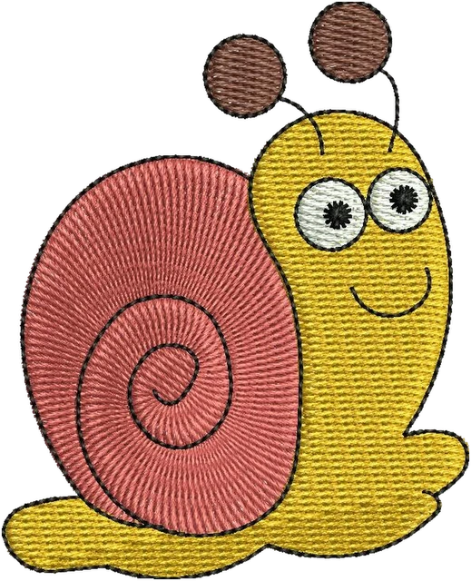 Stickdatei Cute Snail Stickdatei auf Stoff gestickt