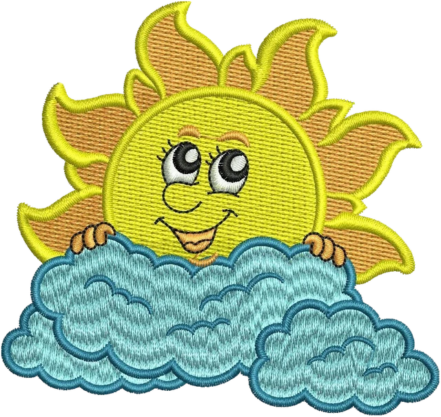 Ricamo Sole carino animato 2 su tessuto