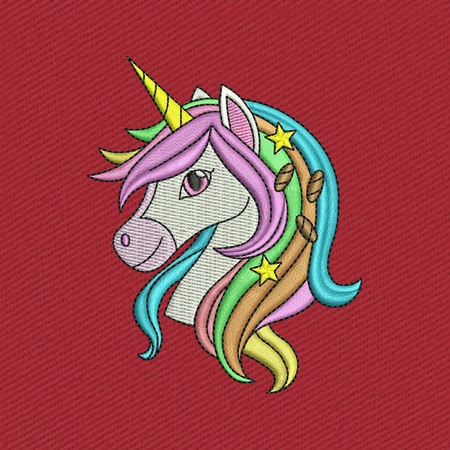 Einhornkopf mit bunter Mähne Stickdatei