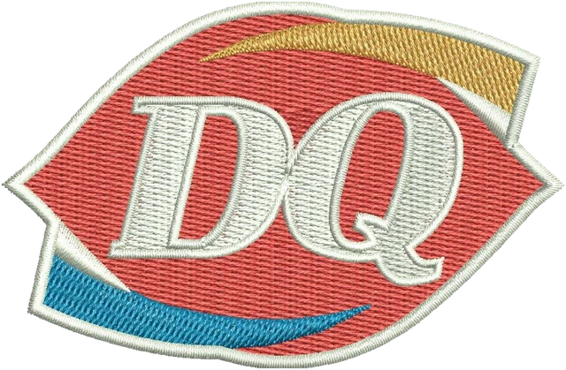 Dairy Queen Logo Embroidery Design embroidery design shown stitched on fabric