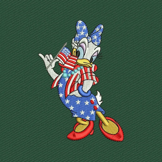 Daisy Duck 4th of July Cartoon Embroidery Design