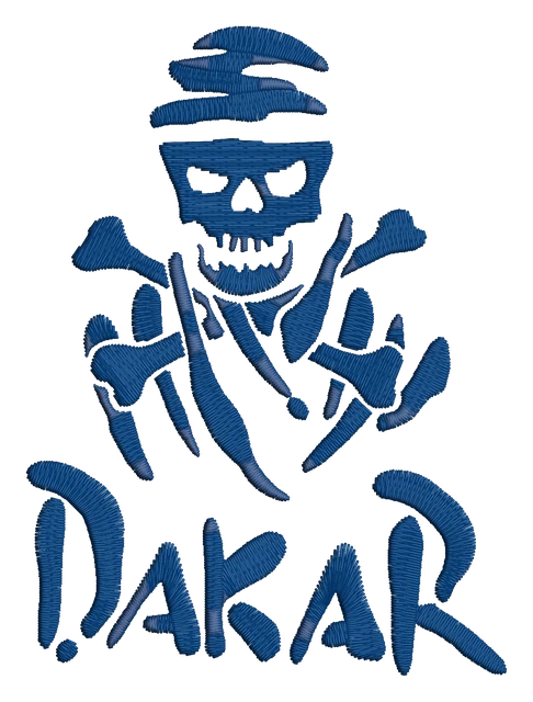 Motif de broderie Dakar Skull Logo brodé sur tissu