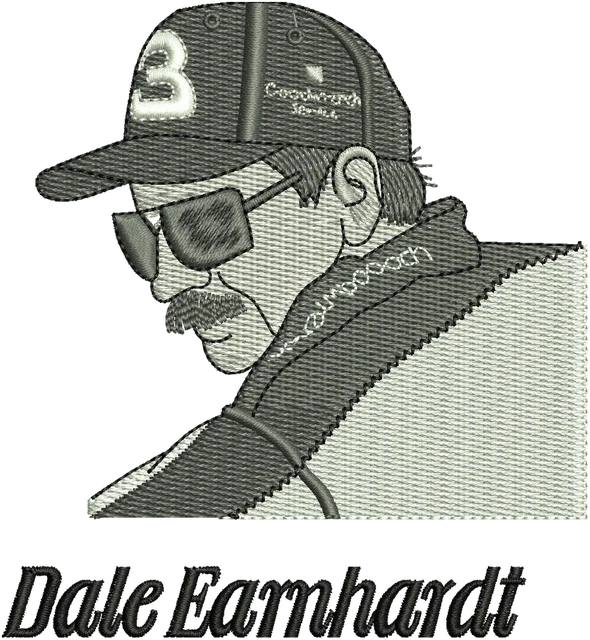 Dale Earnhardt Embroidery Design embroidery design shown stitched on fabric