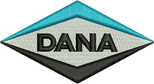 Dana Corporation Logo Embroidery Design embroidery design shown stitched on fabric