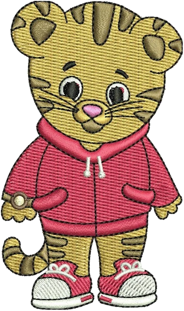 Ricamo Disegno da ricamo Daniel Tiger con felpa rossa su tessuto