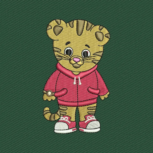 Disegno da ricamo Daniel Tiger con felpa rossa