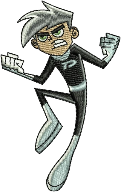Motif de broderie Danny Phantom vole vers l’avant brodé sur tissu