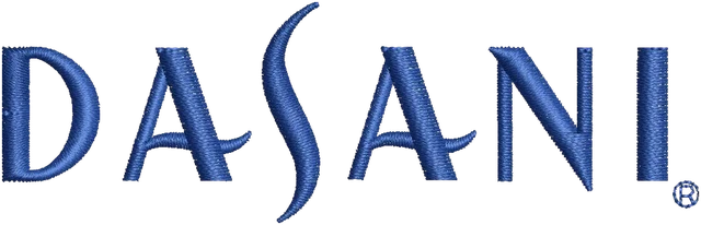 Dasani Water Logo Embroidery Design embroidery design shown stitched on fabric