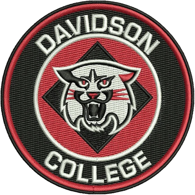 Davidson College Logo Embroidery Design embroidery design shown stitched on fabric