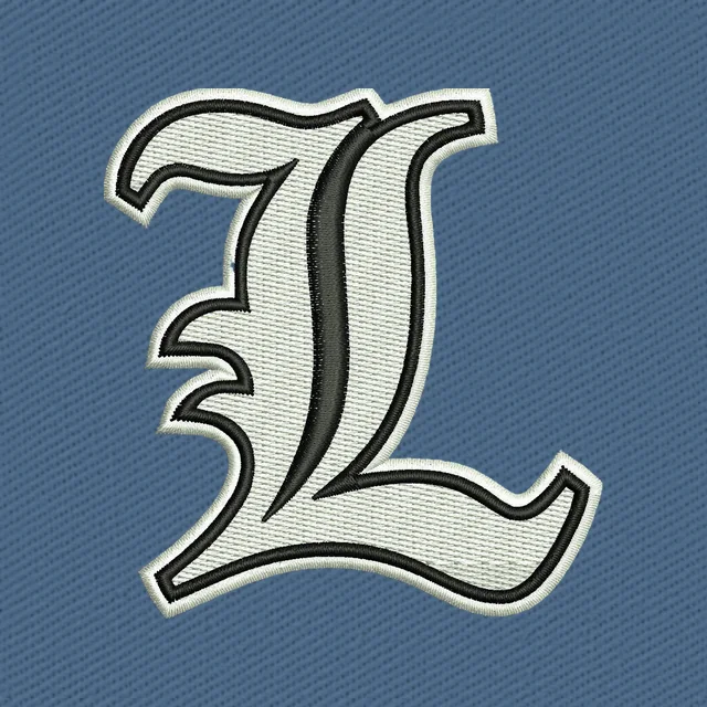 Diseño de bordado letra L plateada Death Note