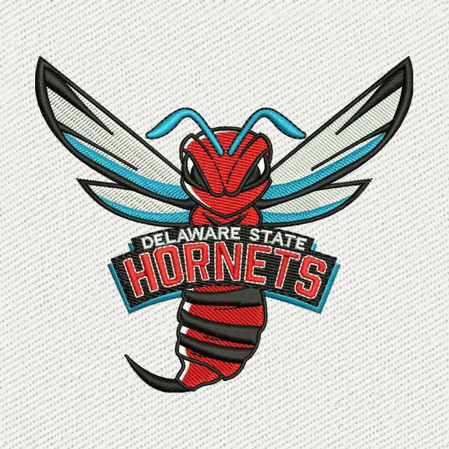 Delaware State Hornets geflügeltes Maskottchen Stickdatei