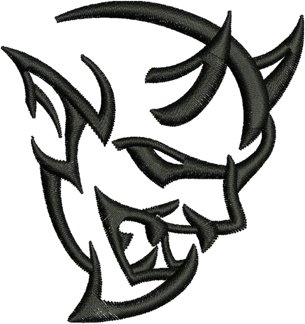 Demon Logo 2 Embroidery Design embroidery design shown stitched on fabric