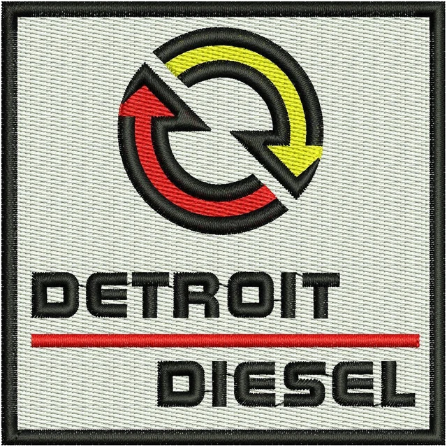 Detroit Diesel Logo 2 Embroidery Design embroidery design shown stitched on fabric