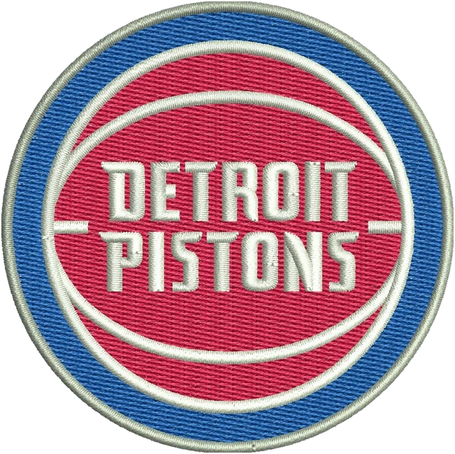 Stickdatei Detroit Pistons Retro-Rundlogo Stickdatei auf Stoff gestickt