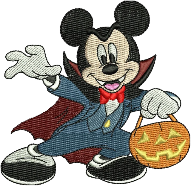 Stickdatei Disney Halloween Mickey Mouse 2 Stickdatei auf Stoff gestickt