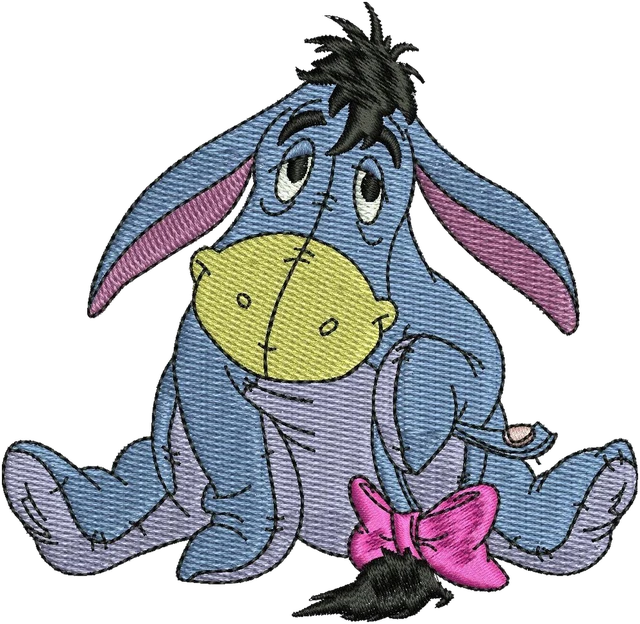 Stickdatei Disney Winnie the Pooh Eeyore 3 Stickdatei auf Stoff gestickt