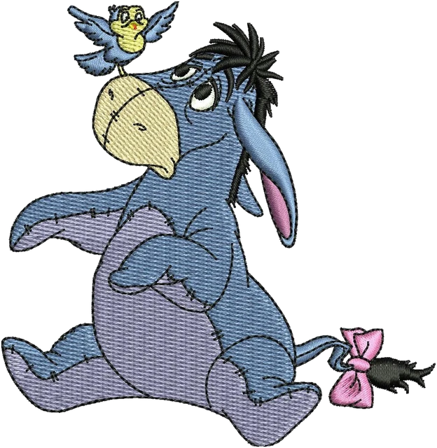 Disney Winnie the Pooh Eeyore 4 Embroidery Design embroidery design shown stitched on fabric
