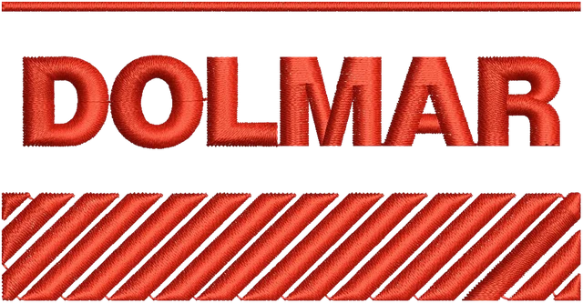 Ricamo Disegno da ricamo logo Dolmar rosso a strisce su tessuto
