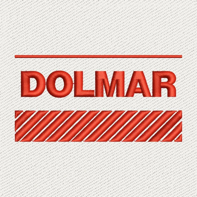 Dolmar Red Wordmark Stripe Logo Embroidery Design