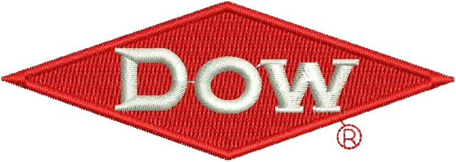 Stickdatei Dow Chemical Logo Stickdatei auf Stoff gestickt