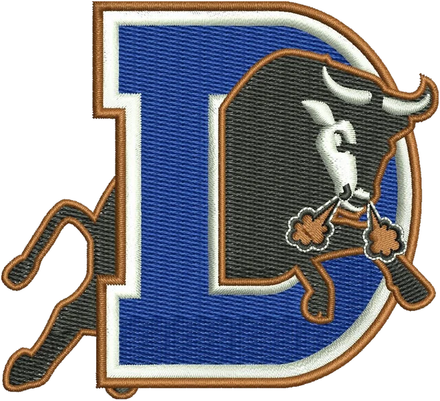 Durham Bulls Logo Embroidery Design embroidery design shown stitched on fabric