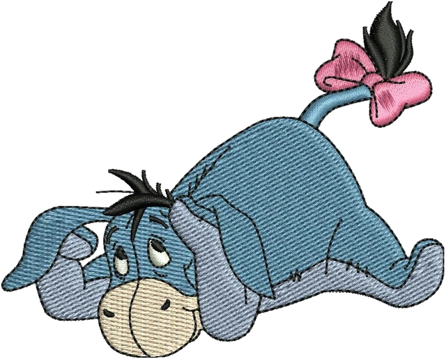 Eeyore Fictional Character 2 Embroidery Design embroidery design shown stitched on fabric