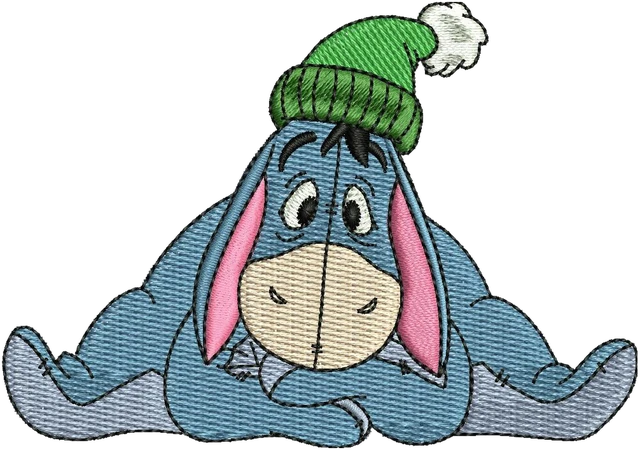 Stickdatei Eeyore Fictional Character Stickdatei auf Stoff gestickt