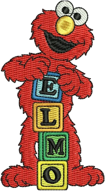 Stickdatei Elmo 4 Stickdatei auf Stoff gestickt