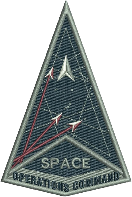 Space Operations Command Triangle Emblem embroidery design shown stitched on fabric