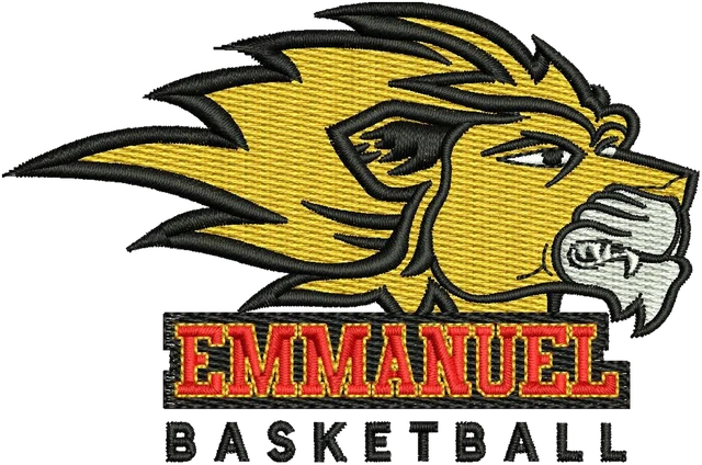Diseño de bordado Logo de baloncesto Emmanuel Lions sobre tela
