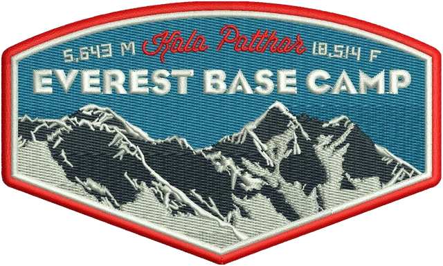 Everest Base Camp 2 Embroidery Design embroidery design shown stitched on fabric