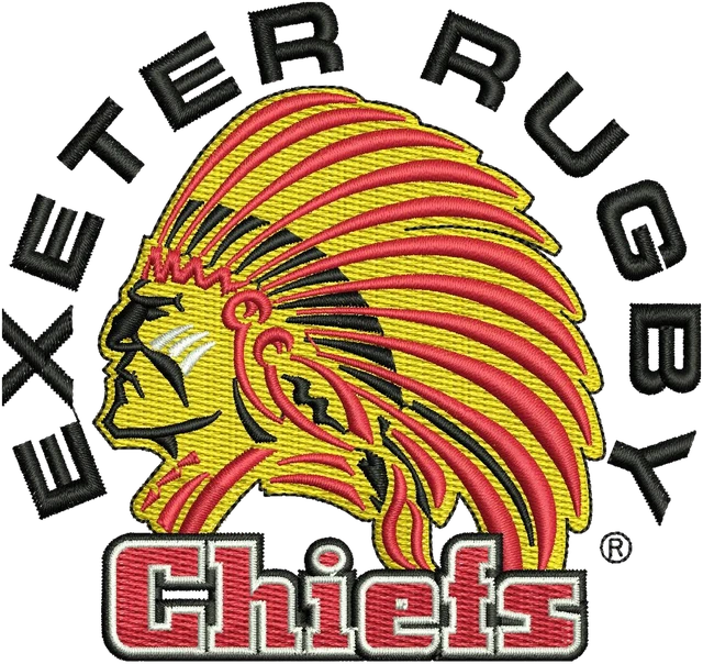 Stickdatei Exeter Rugby Club Logo Stickdatei auf Stoff gestickt