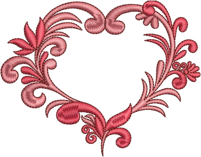 Stickdatei Fancy Heart Stickdatei auf Stoff gestickt