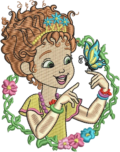 Fancy Nancy 2 Embroidery Design embroidery design shown stitched on fabric