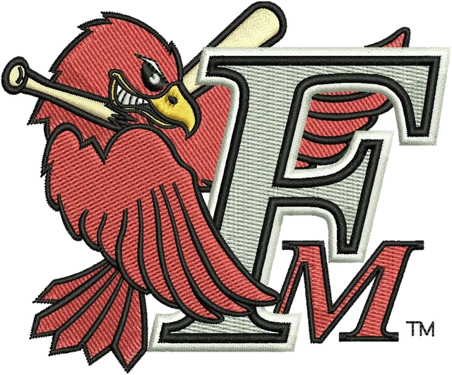 Motif de broderie Fargo Moorhead RedHawks logo brodé sur tissu