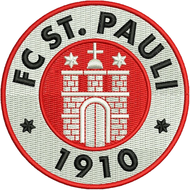 Diseño de bordado FC St. Pauli Football Club logotipo sobre tela