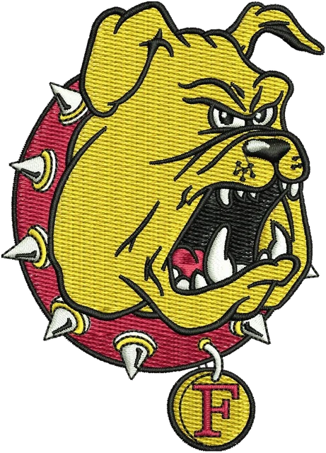 Stickdatei Ferris State Bulldogs Football Team Logo Stickdatei auf Stoff gestickt