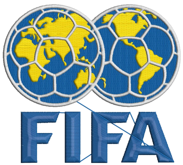 Fifa Logo Embroidery Design embroidery design shown stitched on fabric