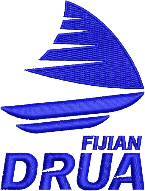 Fijian Drua Rugby Team Logo Embroidery Design embroidery design shown stitched on fabric