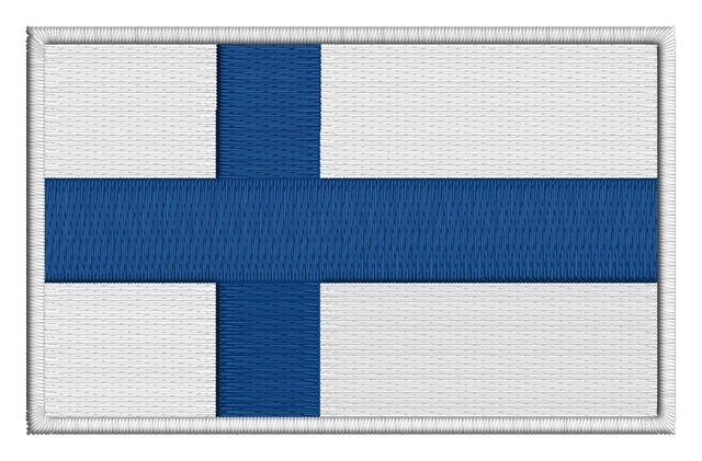 Finland Flag Embroidery Design embroidery design shown stitched on fabric