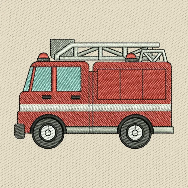 Modernes Feuerwehrauto in Seitenansicht Stickdatei