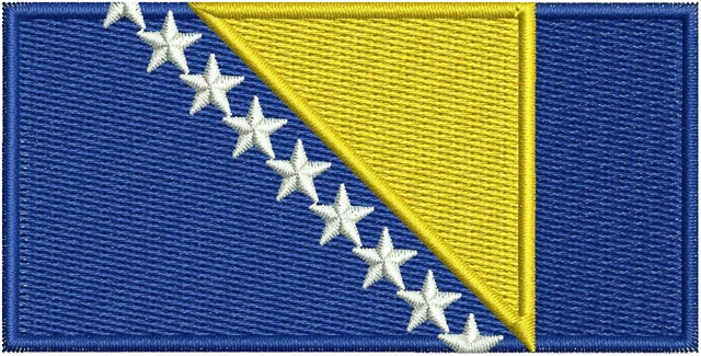 Stickdatei Flagge Bosnien-Herzegowinas mit Sternen auf Stoff gestickt