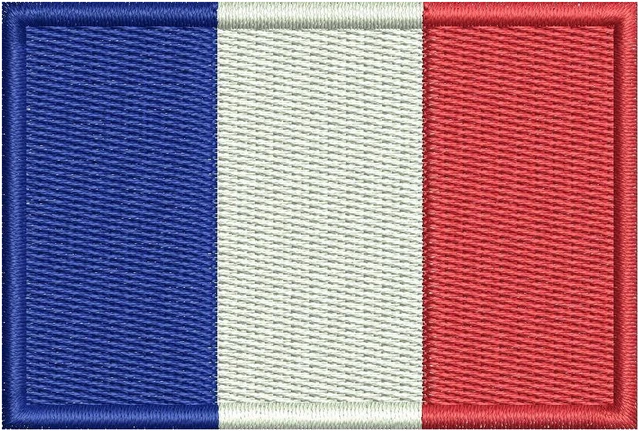 French Flag with Vertical Tricolour Bands embroidery design shown stitched on fabric