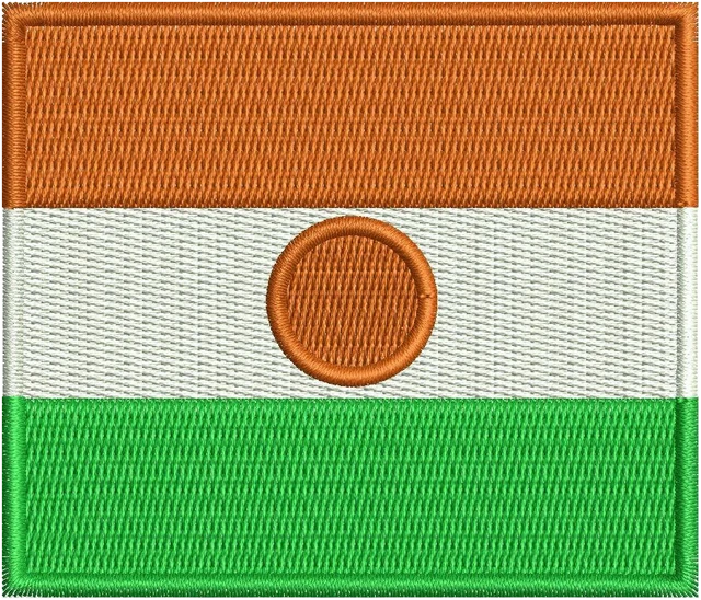 Flag of Niger Embroidery Design embroidery design shown stitched on fabric