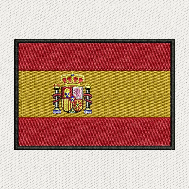 Drapeau espagnol avec armoiries et bord noir