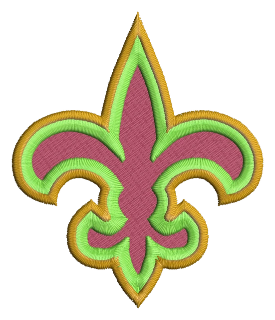 Fleur De Lis Embroidery Design embroidery design shown stitched on fabric
