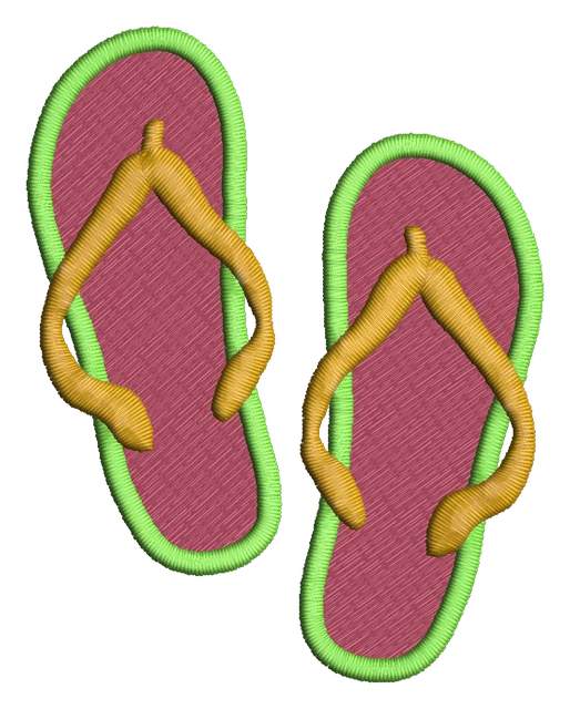 Motif de broderie Tongs brodé sur tissu