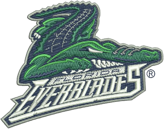 Stickdatei Florida Everblades Alligator Logo auf Stoff gestickt